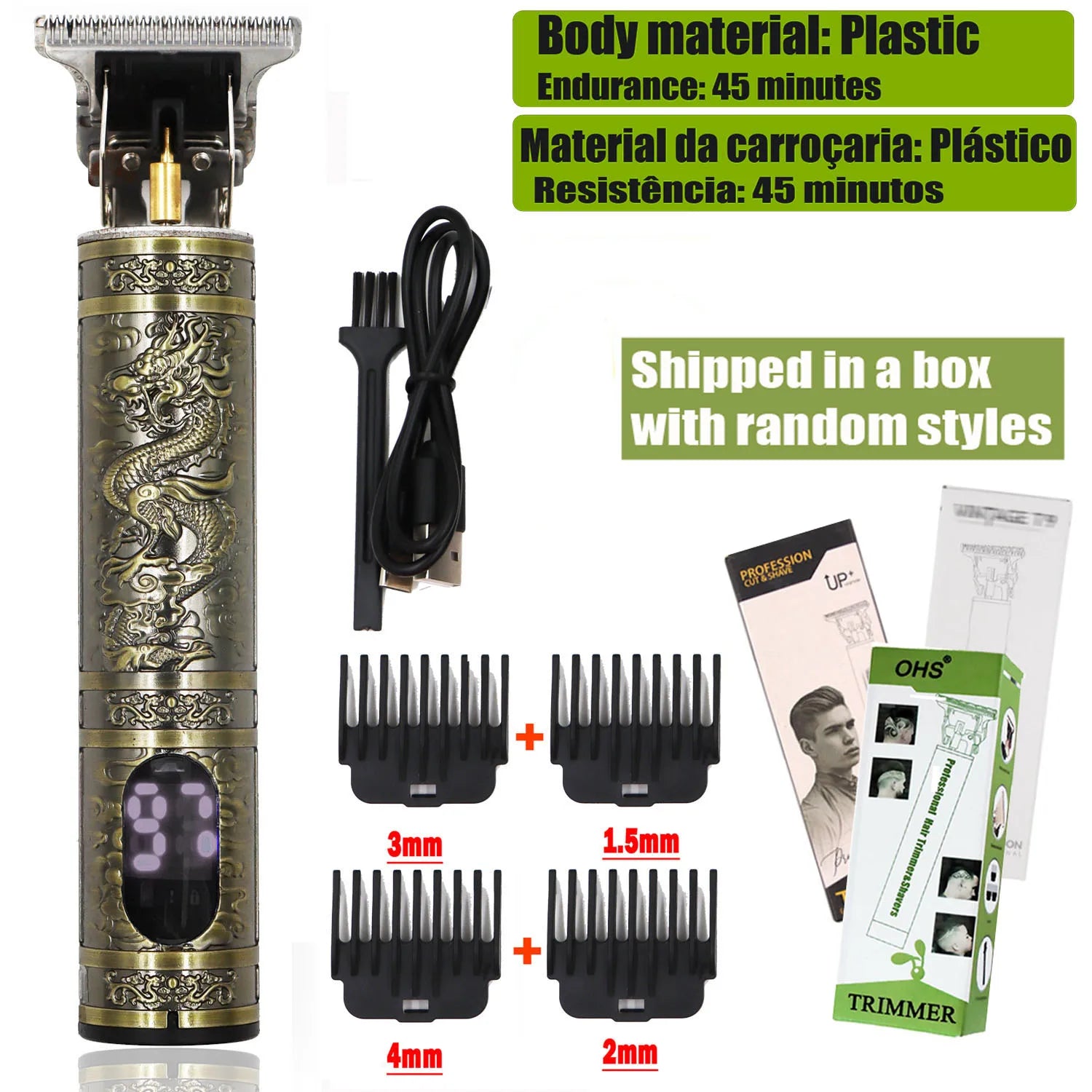Máquina de Cortar Cabelo e Barba Profissional T9 Trimmer