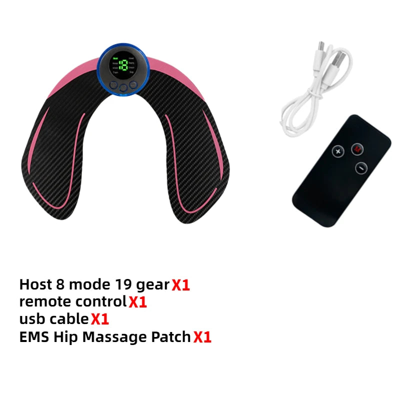 Estimulador Muscular EMS USB Recarregável – Hip Trainer e Abdominal ABS, Massageador Fitness para Emagrecimento e Modelagem Corporal