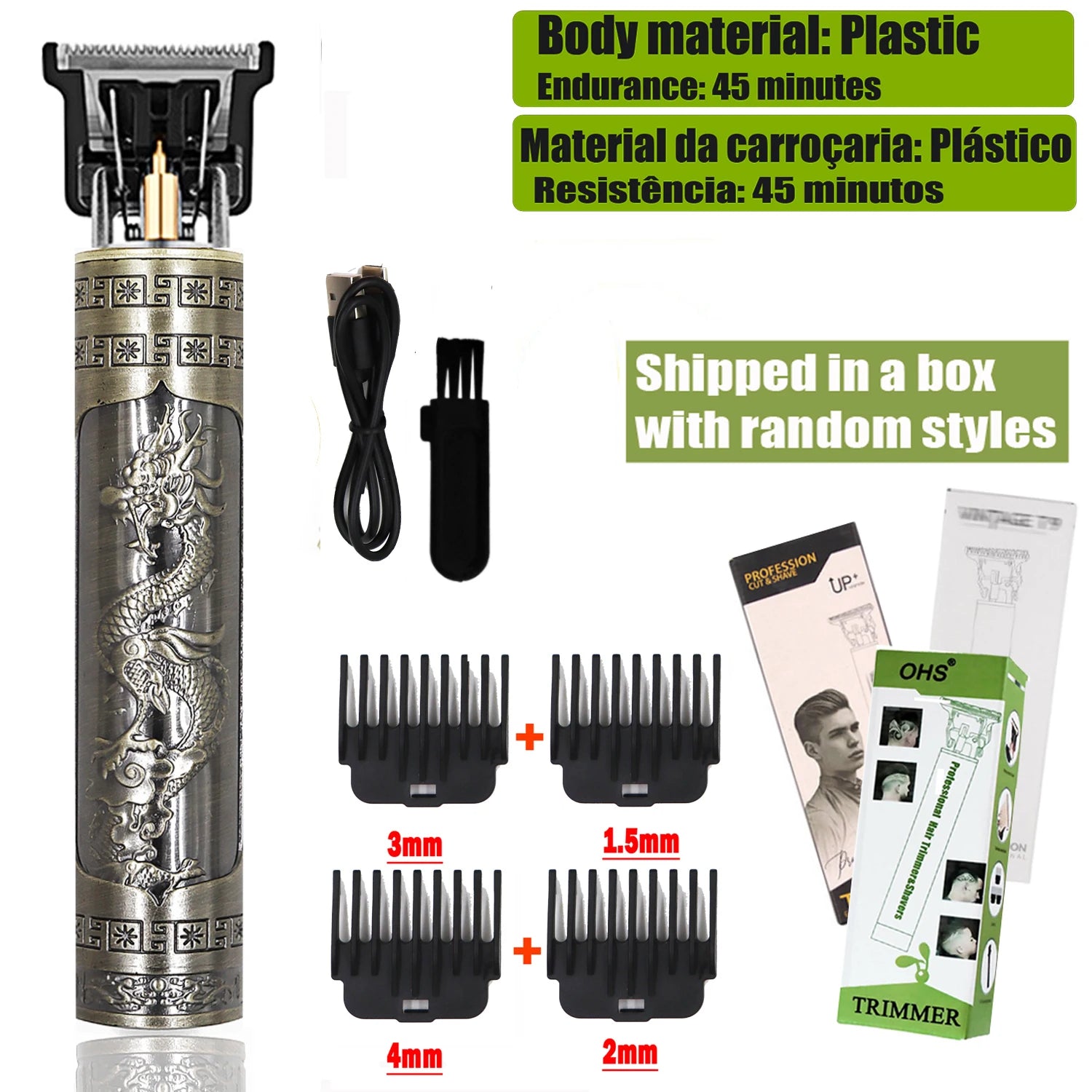 Máquina de Cortar Cabelo e Barba Profissional T9 Trimmer