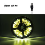 Tira LED USB 5V 2835 – Luz de Fundo para TV, Branca e Warm White – Decoração de Casa 1–5 m