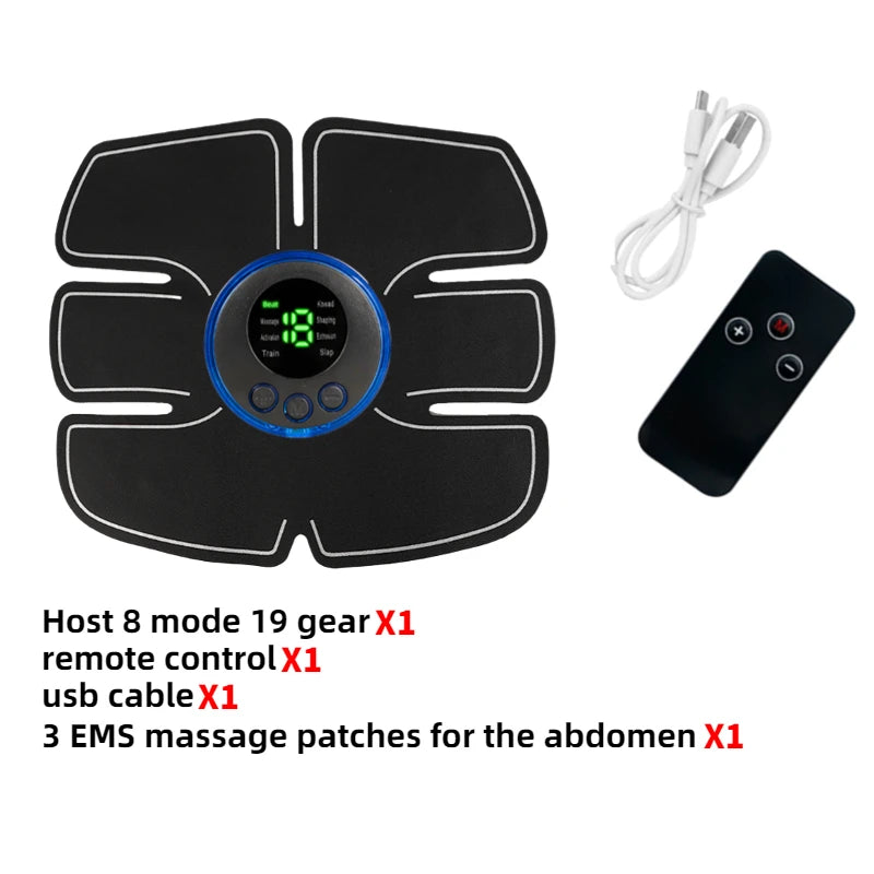 Estimulador Muscular EMS USB Recarregável – Hip Trainer e Abdominal ABS, Massageador Fitness para Emagrecimento e Modelagem Corporal