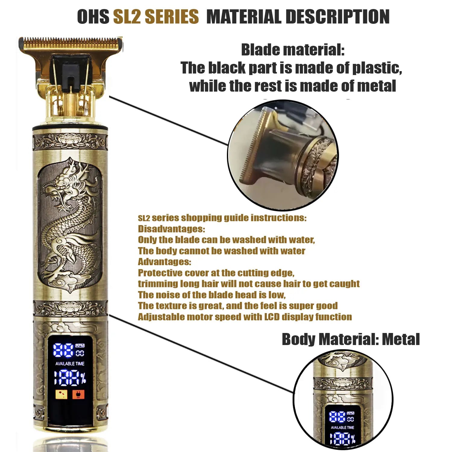 Máquina de Cortar Cabelo e Barba Profissional T9 Trimmer