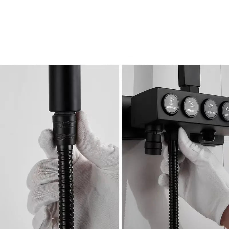 Extensor de Mangueira para Chuveiro 1,5m – Tubo de Aço Inox Preto para Banheiro, Acessório de Torneira e Gaveta