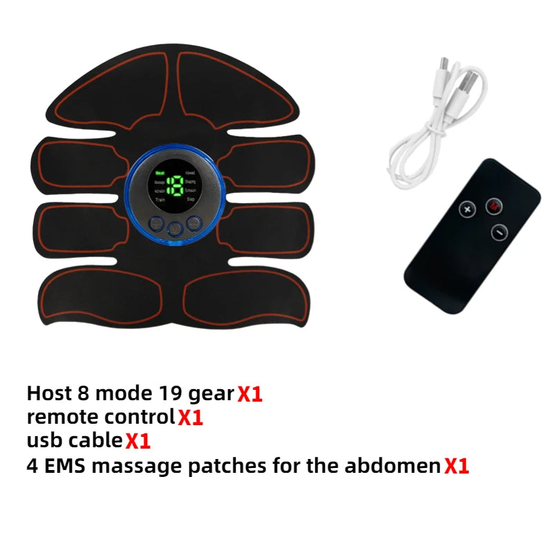 Estimulador Muscular EMS USB Recarregável – Hip Trainer e Abdominal ABS, Massageador Fitness para Emagrecimento e Modelagem Corporal