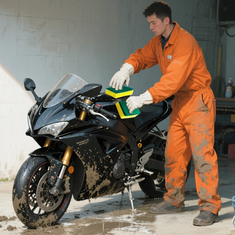 Esponja Mágica Dupla Face – Limpeza Pesada para Moto, Cozinha e Panelas