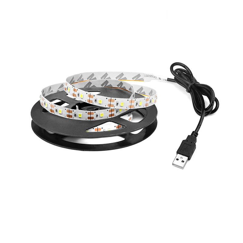 Tira LED USB 5V 2835 – Luz de Fundo para TV, Branca e Warm White – Decoração de Casa 1–5 m